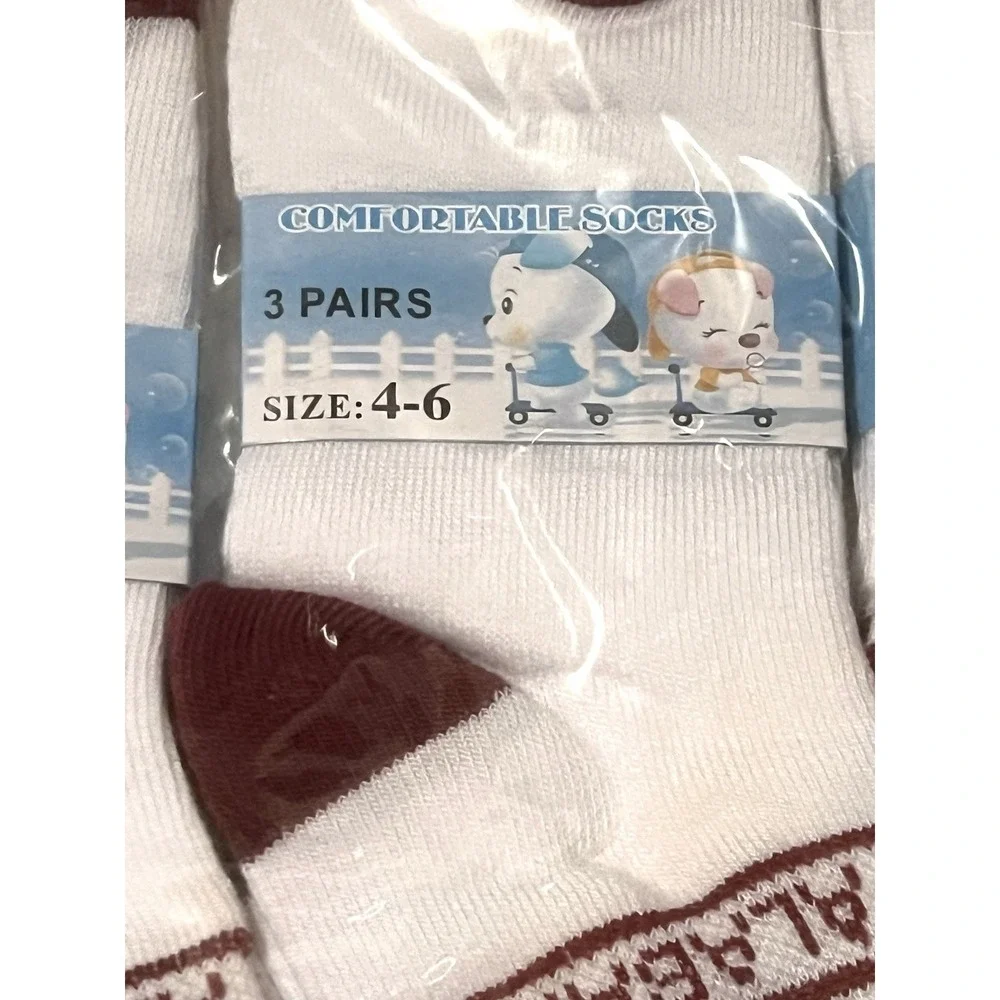 12 Pairs Kids Alabama Crimson Tide Ankle Socks  Size 4-6 White & Crimson NEW